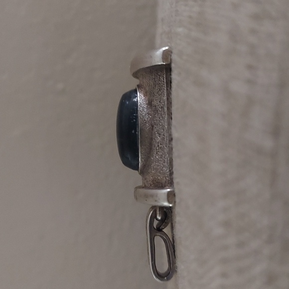 Vintage Oval  Labradorite Art Nouveau Sterling Silver Pendant 830 - Picture 13 of 14